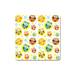 Owl Bird Cartoon Square Magnet