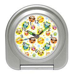 Owl Bird Cartoon Travel Alarm Clock by Jancukart