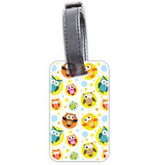 Owl Bird Cartoon Luggage Tag (two Sides) by Jancukart