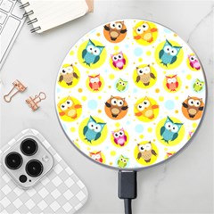 Owl Bird Cartoon Wireless Fast Charger(white) by Jancukart