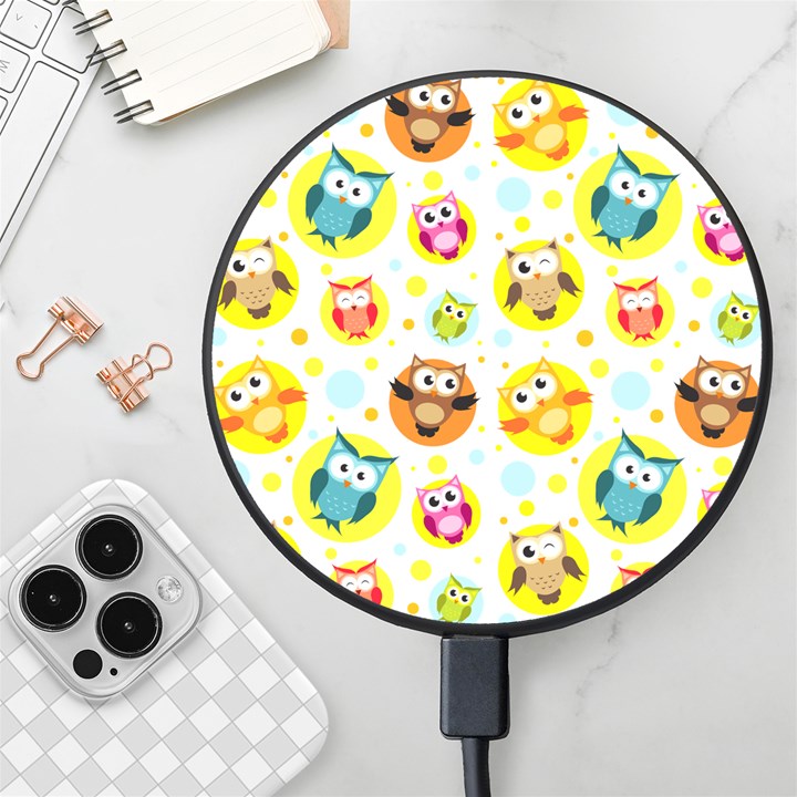 Owl Bird Cartoon Wireless Fast Charger(Black)