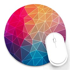 Multicolored Geometric Origami Idea Pattern Round Mousepad