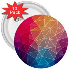 Multicolored Geometric Origami Idea Pattern 3  Buttons (10 Pack) 