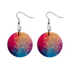 Multicolored Geometric Origami Idea Pattern Mini Button Earrings by Jancukart