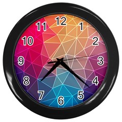 Multicolored Geometric Origami Idea Pattern Wall Clock (black)