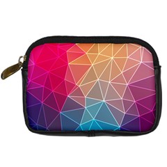 Multicolored Geometric Origami Idea Pattern Digital Camera Leather Case