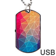 Multicolored Geometric Origami Idea Pattern Dog Tag Usb Flash (one Side)