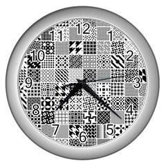 Black And White Geometric Patterns Wall Clock (silver)