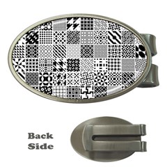 Black And White Geometric Patterns Money Clips (oval) 