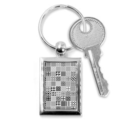 Black And White Geometric Patterns Key Chain (rectangle) by Jancukart