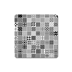 Black And White Geometric Patterns Square Magnet