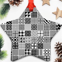 Black And White Geometric Patterns Star Ornament (two Sides)