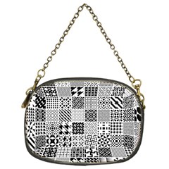 Black And White Geometric Patterns Chain Purse (one Side)