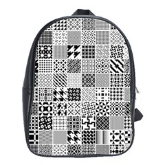 Black And White Geometric Patterns School Bag (large)