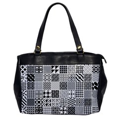 Black And White Geometric Patterns Oversize Office Handbag by Jancukart