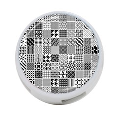 Black And White Geometric Patterns 4-port Usb Hub (one Side)