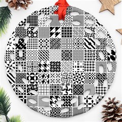 Black And White Geometric Patterns Ornament (round Filigree)