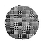 Black And White Geometric Patterns Standard 15  Premium Round Cushions Back