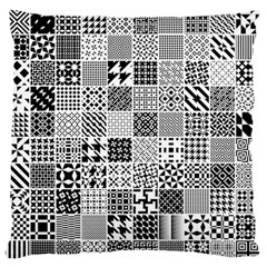 Black And White Geometric Patterns Large Premium Plush Fleece Cushion Case (two Sides)