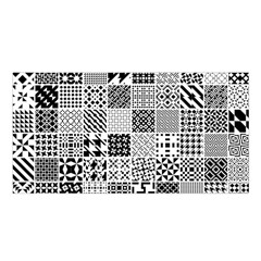 Black And White Geometric Patterns Satin Shawl 45  X 80 