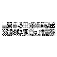 Black And White Geometric Patterns Oblong Satin Scarf (16  X 60 )