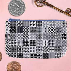 Black And White Geometric Patterns Large Coin Purse by Jancukart