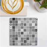 Black And White Geometric Patterns UV Print Square Tile Coaster  Front