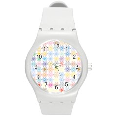 Spirals Twirls Abstract Geometric Art Pattern Round Plastic Sport Watch (m) by Jancukart