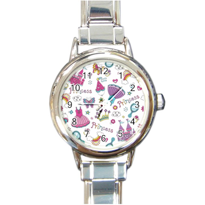 Princess Element Background Material Round Italian Charm Watch