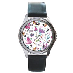 Princess Element Background Material Round Metal Watch