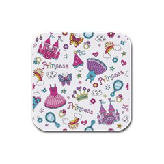 Princess Element Background Material Rubber Square Coaster (4 Pack)