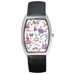 Princess Element Background Material Barrel Style Metal Watch