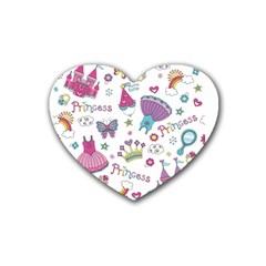 Princess Element Background Material Rubber Heart Coaster (4 Pack) by Jancukart