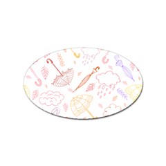 Weather Umbrella Rain Cloud Seamless Doodle Pattern Sticker Oval (10 pack)