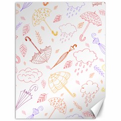 Weather Umbrella Rain Cloud Seamless Doodle Pattern Canvas 12  x 16 