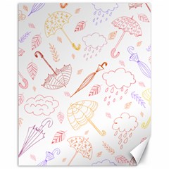 Weather Umbrella Rain Cloud Seamless Doodle Pattern Canvas 11  x 14 