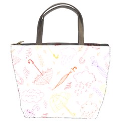 Weather Umbrella Rain Cloud Seamless Doodle Pattern Bucket Bag