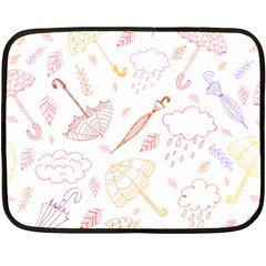 Weather Umbrella Rain Cloud Seamless Doodle Pattern Fleece Blanket (Mini)