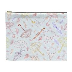 Weather Umbrella Rain Cloud Seamless Doodle Pattern Cosmetic Bag (XL)