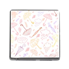 Weather Umbrella Rain Cloud Seamless Doodle Pattern Memory Card Reader (Square 5 Slot)