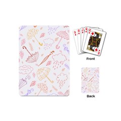 Weather Umbrella Rain Cloud Seamless Doodle Pattern Playing Cards Single Design (Mini)