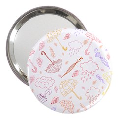 Weather Umbrella Rain Cloud Seamless Doodle Pattern 3  Handbag Mirrors