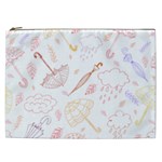 Weather Umbrella Rain Cloud Seamless Doodle Pattern Cosmetic Bag (XXL) Front