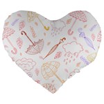 Weather Umbrella Rain Cloud Seamless Doodle Pattern Large 19  Premium Heart Shape Cushions Front