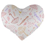 Weather Umbrella Rain Cloud Seamless Doodle Pattern Large 19  Premium Heart Shape Cushions Back