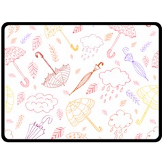 Weather Umbrella Rain Cloud Seamless Doodle Pattern Fleece Blanket (Large)