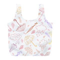 Weather Umbrella Rain Cloud Seamless Doodle Pattern Full Print Recycle Bag (L)