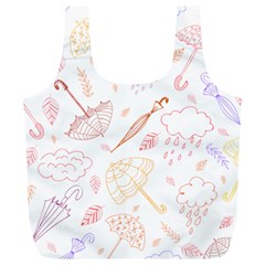 Weather Umbrella Rain Cloud Seamless Doodle Pattern Full Print Recycle Bag (XL)