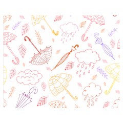 Weather Umbrella Rain Cloud Seamless Doodle Pattern Premium Plush Fleece Blanket (Medium)