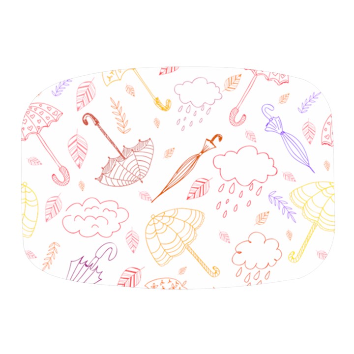 Weather Umbrella Rain Cloud Seamless Doodle Pattern Mini Square Pill Box